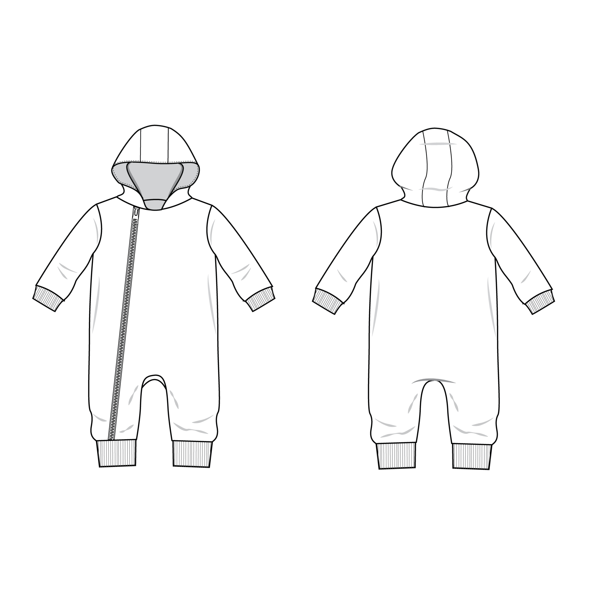 hood zip coverall : 96