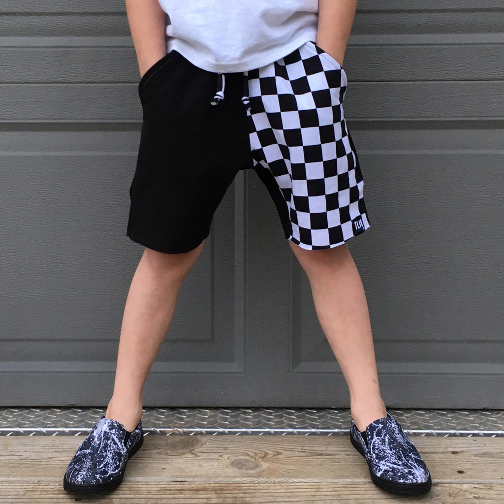 black and white shorts