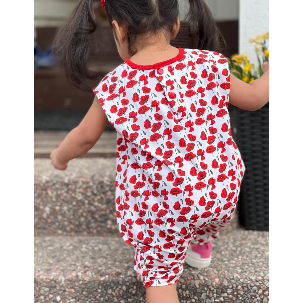 red flowers on placket pattern