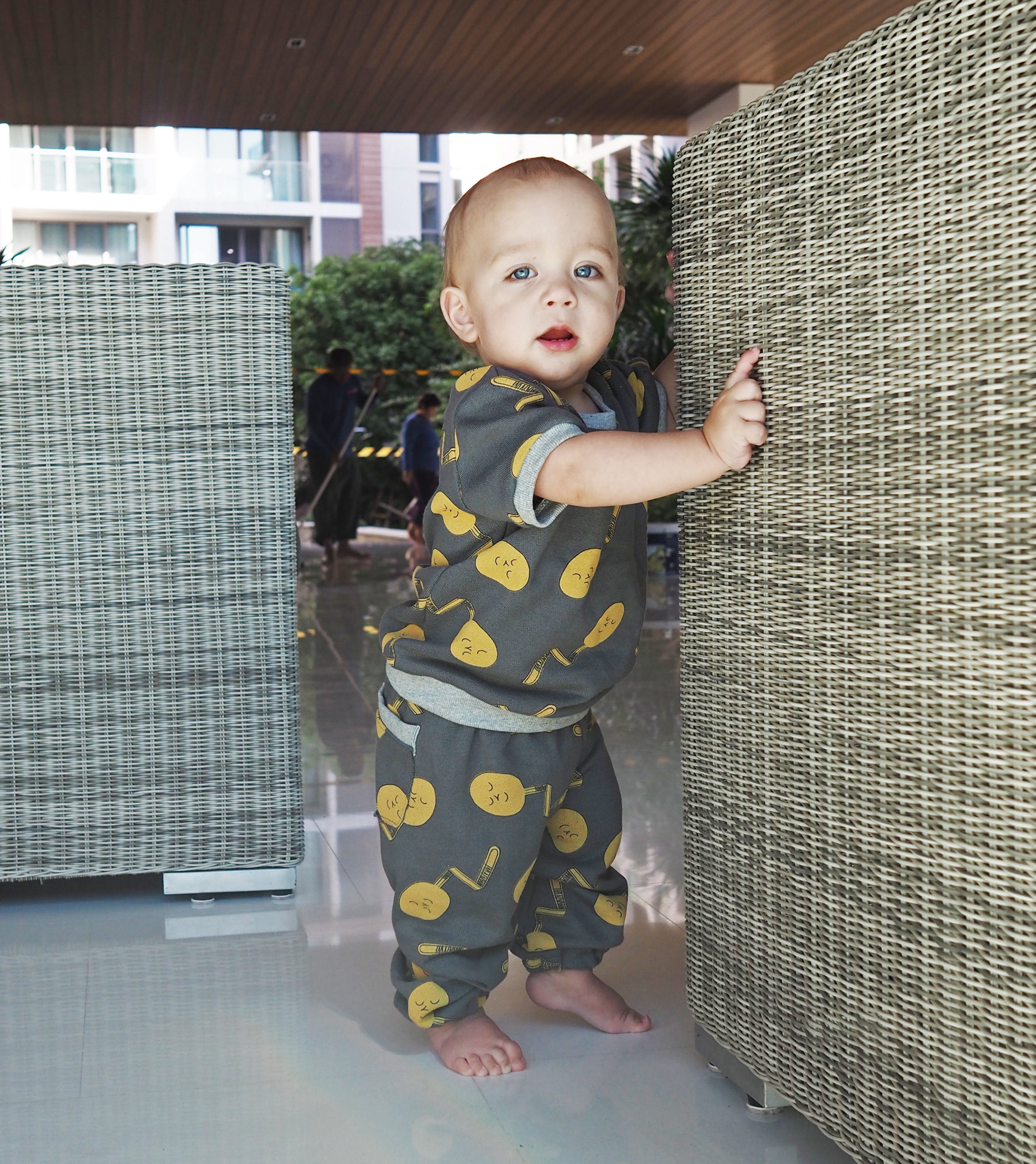 Camo fabric track pants