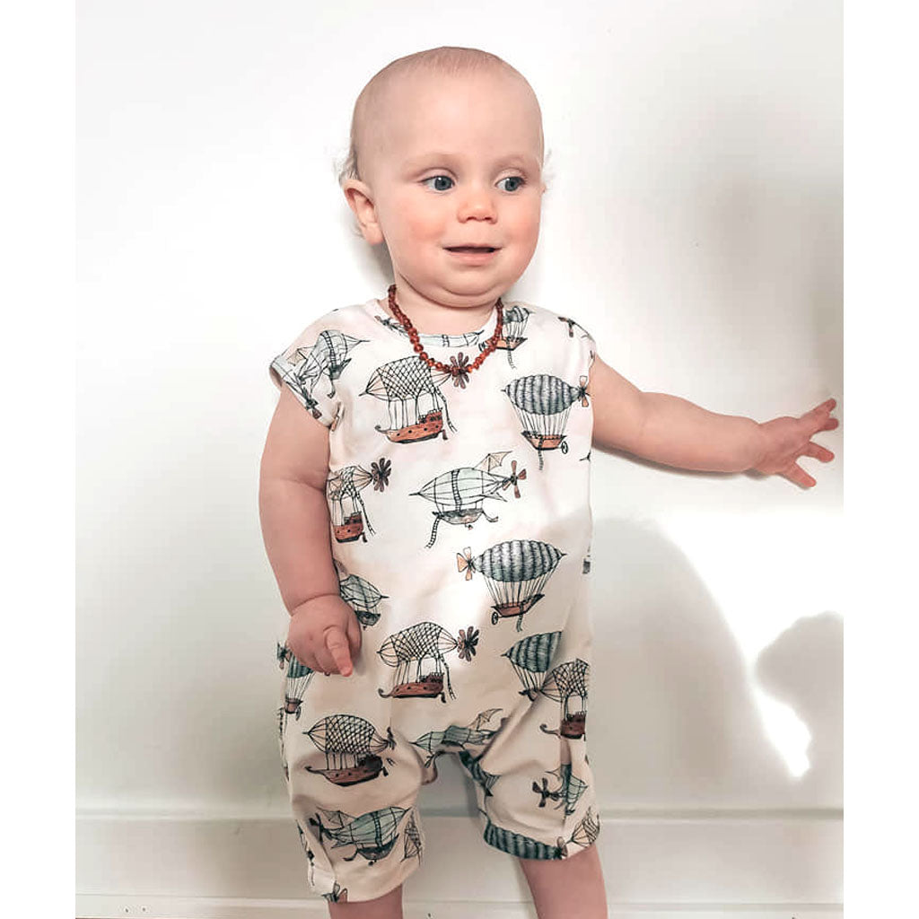 baby wearing air balloon summer playsuit